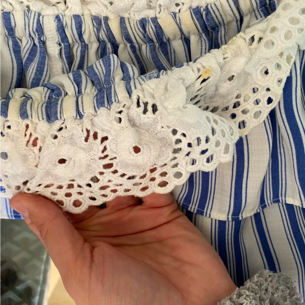 MISA Los Angeles Linen Carina Dress Blue Stripes Size XS - Picture 12 of 14